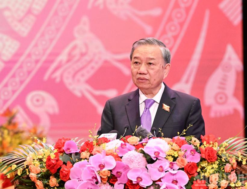Party General Secretary To Lam addresses the grand ceremony to celebrate the Government’s 80th founding anniversary in Ha Noi on August 20 (August 28, 1945 - 2025). (Photo: VNA)