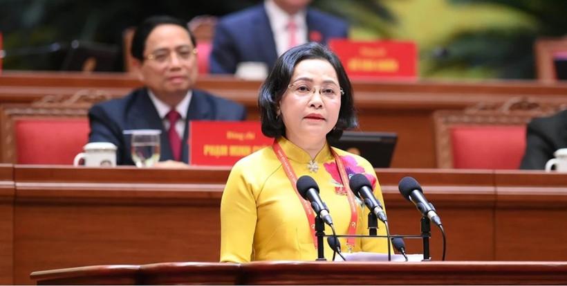 NA Vice Chairwoman Nguyen Thi Thanh delivers a presentation at the plenary discussion of the ongoing 14th National Party Congress on January 21. (Photo: VNA)