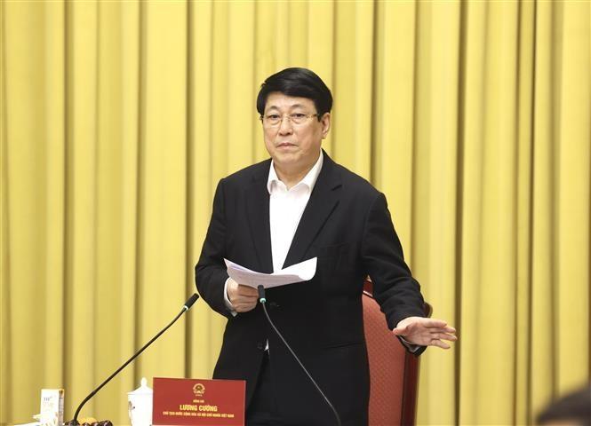State President Luong Cuong speaks at the working session with the Presidential Office on January 27, 2026 (Photo: VNA)