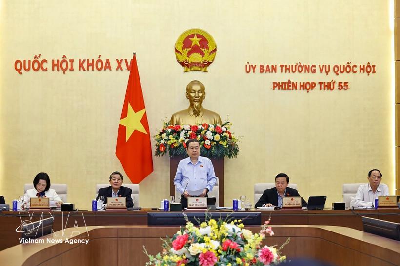 NA Chairman Tran Thanh Man speaks at the 55th session of the National Assembly Standing Committee. (Photo: VNA)