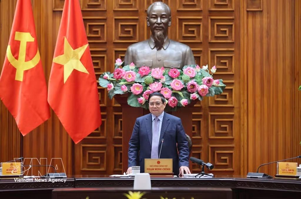 Prime Minister Pham Minh Chinh speaks at the meeting of the Government’s standing members in Hanoi on March 21. (Photo: VNA)