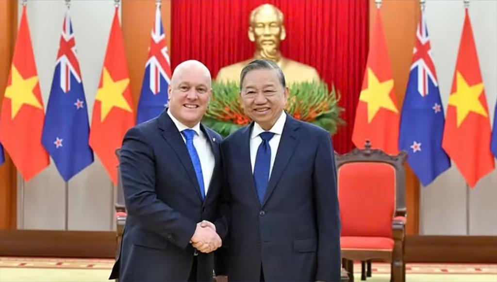 On February 26, 2025, at the Party Central Committee Headquarters, Party General Secretary To Lam receives New Zealand Prime Minister Christopher Luxon, who is on an official visit to Viet Nam and attends the second ASEAN Future Forum in Ha Noi. (Photo: DANG KHOA)