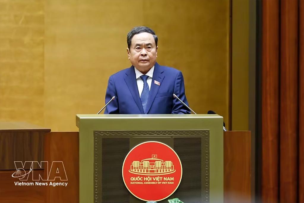 NA President Tran Thanh Man speaks at the opening session of the 16th NA's first extraordinary session. (Photo: VNA)