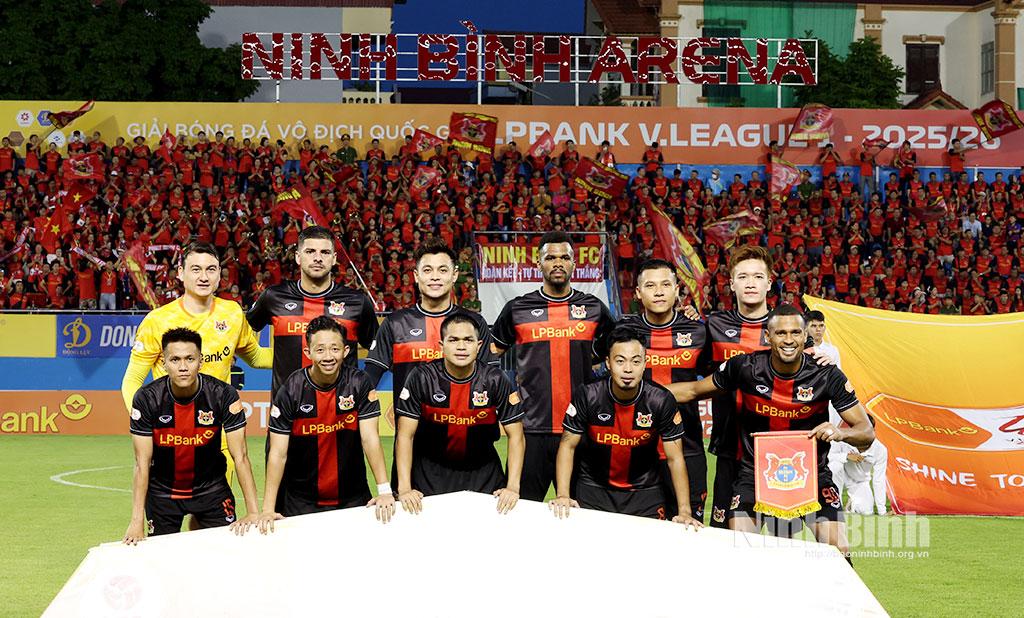 Ninh Binh FC before competing the match.
