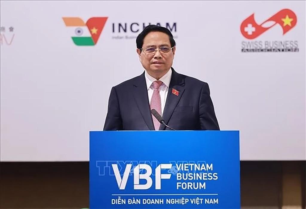 PM Pham Minh Chinh speaks at the event (Photo: VNA)