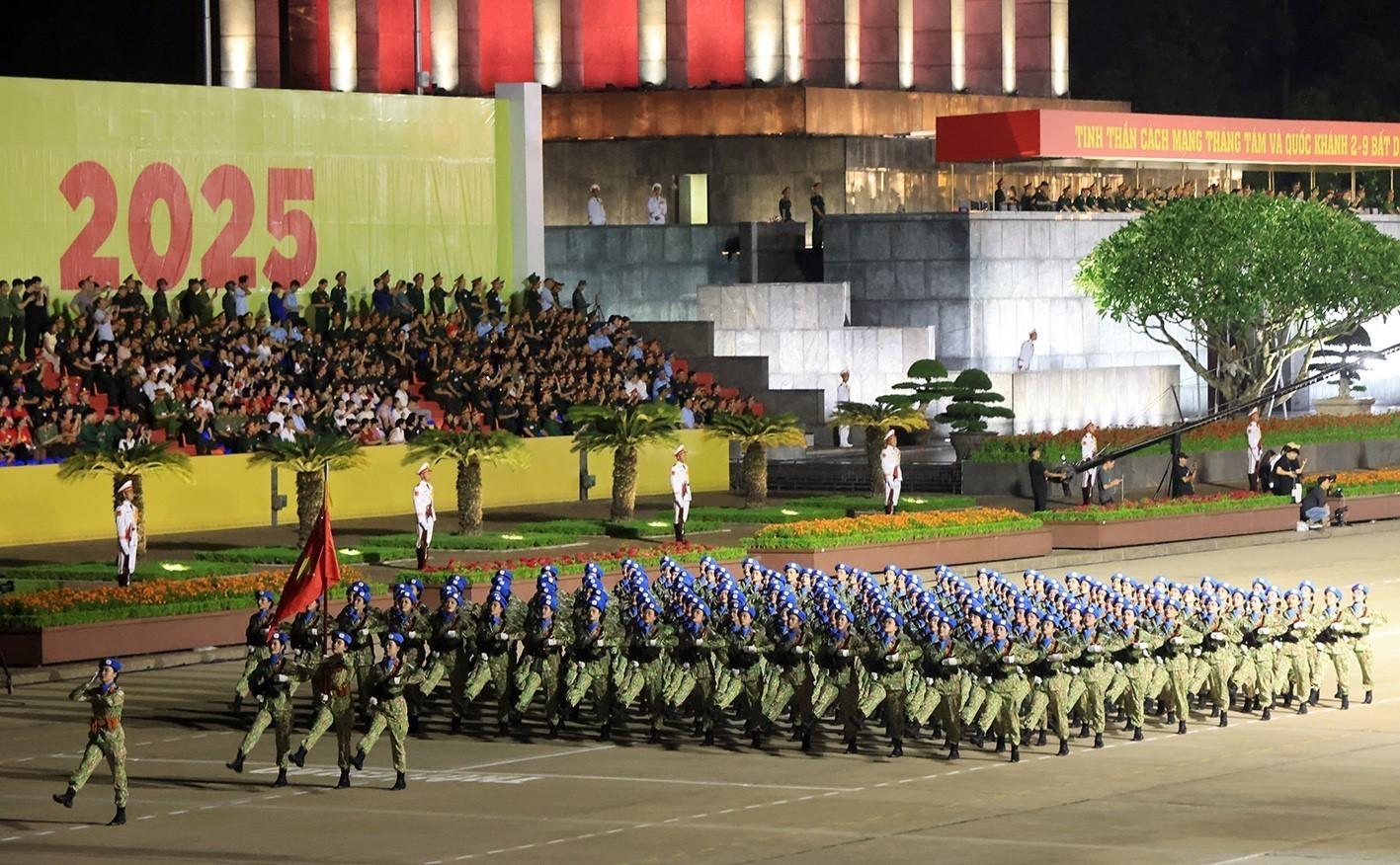 A formation at Ba Dinh Square during the rehearsal. (Photo: VNA)