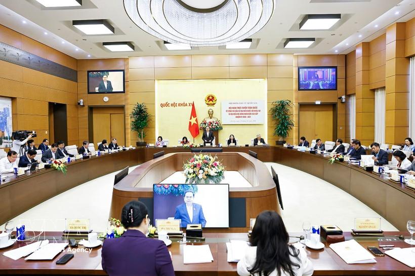 National Assembly Chairman and head of the National Election Council Tran Thanh Man addresses the conference (Photo: VNA)