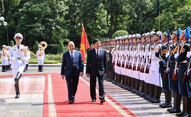 Welcome ceremony held for top Lao leader Thongloun Sisoulith